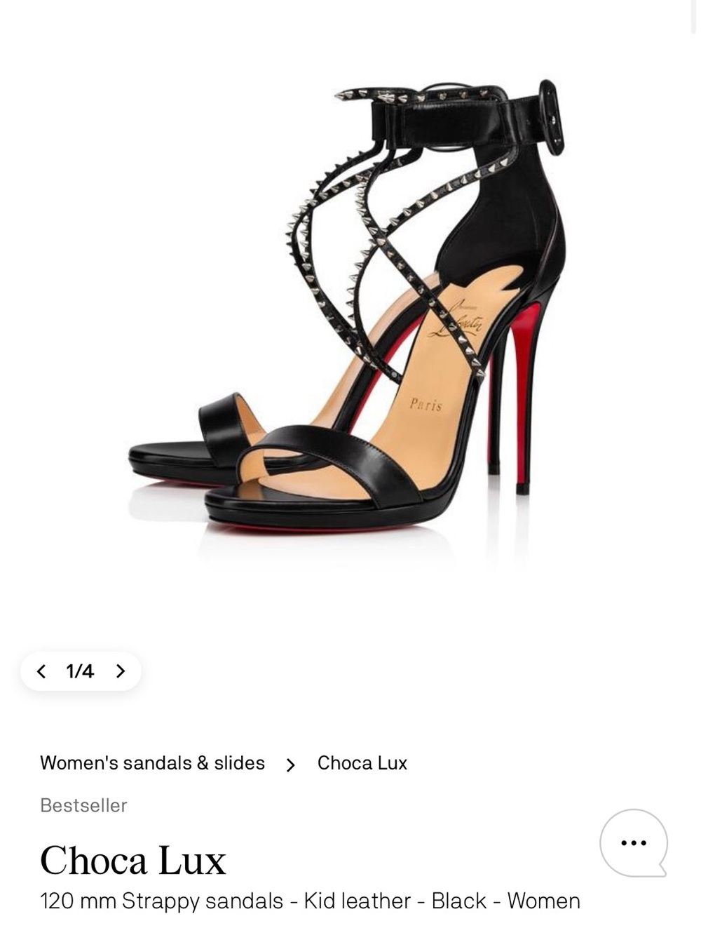 Christian Louboutin Black Leather Spike-Strap Stiletto